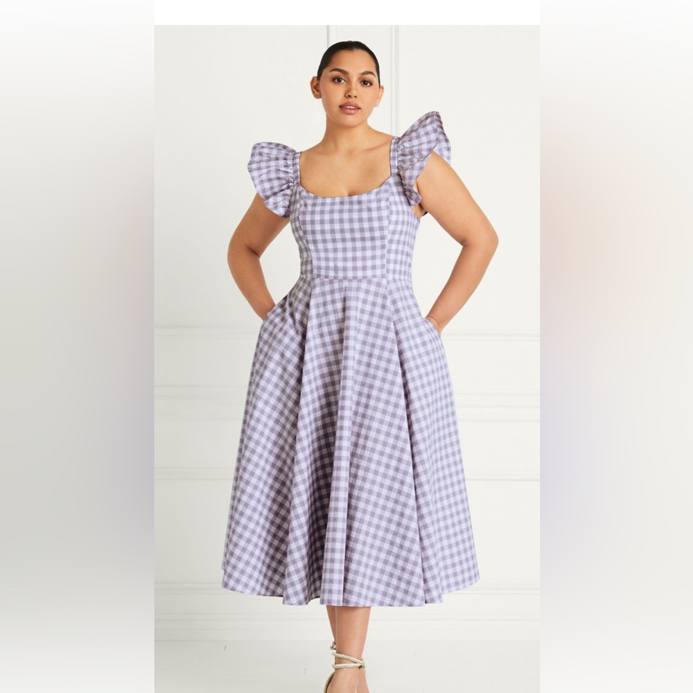 Hill House Lilac Clip Dot Check Gingham Daphne Maxi Dress XXL